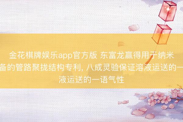 金花棋牌娱乐app官方版 东富龙赢得用于纳米药物制备的管路聚拢结构专利， 八成灵验保证溶液运送的一语气性