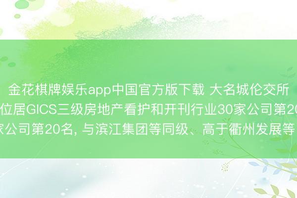 金花棋牌娱乐app中国官方版下载 大名城伦交所ESG评级督察C-， 位居GICS三级房地产看护和开刊行业30家公司第20名， 与滨江集团等同级、高于衢州发展等、低于荣安地产等